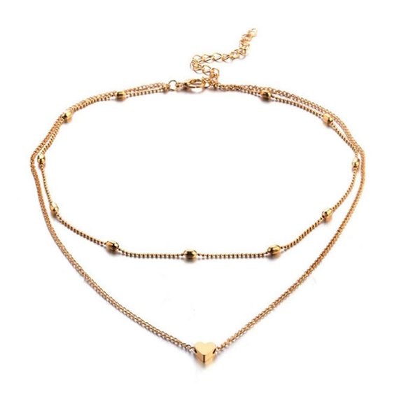 Layered Heart Choker Necklace (Gold) - Picture 3 of 7